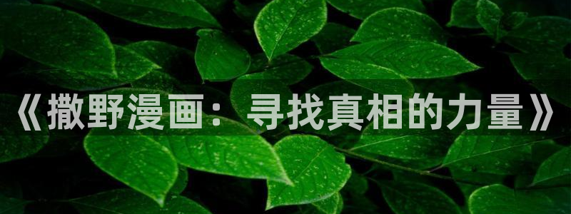韩漫画免费无删减在线看：《撒野漫画：寻找真相的力量》